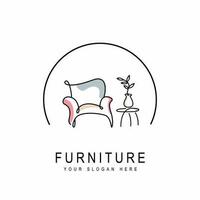 Interior logo design, furniture sofa room decoration simple modern decoration property interior logo vector illustration