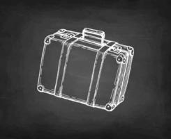 Suitcase. Chalk sketch on blackboard background. Hand drawn vector illustration. Retro style.