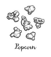 Popcorn. Ink sketch isolated on white background. Hand drawn vector illustration. Retro style.