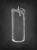 Extinguished candle. Chalk sketch on blackboard background. Hand drawn vector illustration. Retro style.