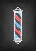 Barber shop pole. Chalk sketch on blackboard background. Hand drawn vector illustration. Retro style.