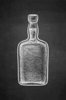 Whiskey bottle. Chalk sketch on blackboard background. Hand drawn vector illustration. Retro style.