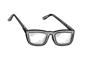 Eyeglasses. Ink sketch isolated on white background. Hand drawn vector illustration. Retro style.