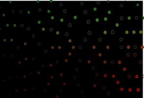 Dark Green, Red vector background with bubbles.