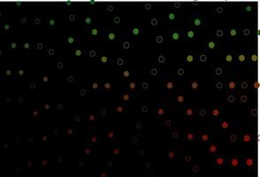 Dark Green, Red vector background with bubbles.