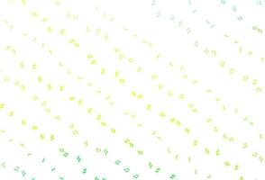 textura de vector verde claro, amarillo con notas musicales.
