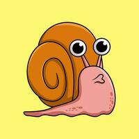 Illustration of a cute snail walking in pink vector