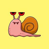 Illustration of a cute snail walking in pink vector