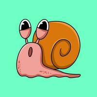 Illustration of a cute snail walking in pink vector