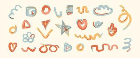 Set of colorful shapes and doodle objects vector illustration