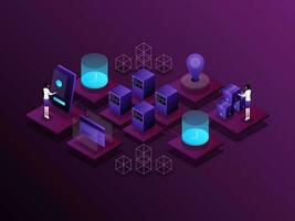 User journey isometric Illustration Dark Gradient. Suitable for Mobile App, Website, Banner, Diagrams, Presentation, and Other Graphic Assets. vector