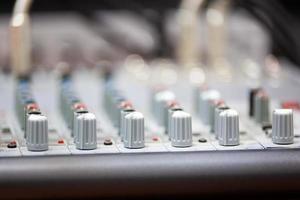 Recording mixer on the radio. Photographer in the recording studio. Mixing Dj board or Dj panel. Photo in high quality. Horizontal. Background.