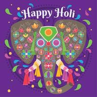 Isolated elephant avatar with hindu ornaments Holi festival poster Vector