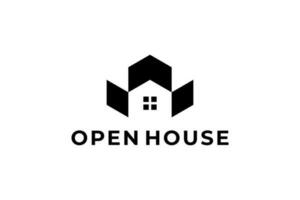 black white open house logo vector