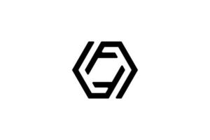 black initial letter f cube box hexagon logo vector