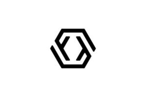 negro inicial letra F cubo caja hexágono logo vector