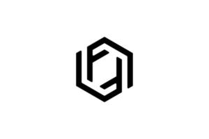 black initial letter f cube box hexagon logo vector