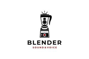 black white blender mixer podcast mic music logo vector