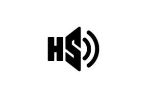 negro blanco inicial letra h s sonido logo vector