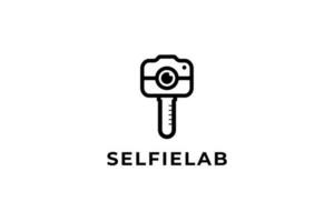 black white selfie lab camera logo vector