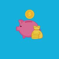 saving money pig cartoon icon illustration, invest money vector