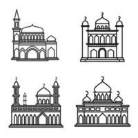 A set of mosque line drawings, perfect for picture books or greeting card ornaments vector