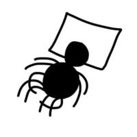 Simple spider in cartoon doodle style. Vector illustration isolated on white background.