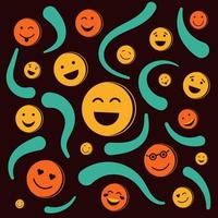 Funny faces with smiles seamless pattern.Cute positive background vector