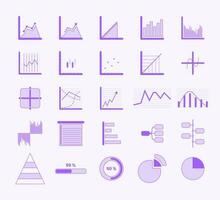 graph and chart infographic icon set. Graph, chart, diagram Vector illustration. graph and chart infographic flat Style icon set