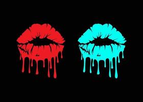 sexy melted lips vector illustration template, silhouette, element sticker editable