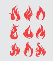 Fire flame icon symbol vector flat element set bundle template