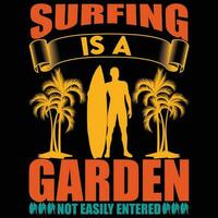 Surfing garden vector t shirt design