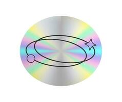 Holographic sticker in a trendy retro y2k style. Vector Graphic with textured foil effect
