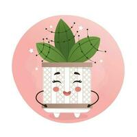 linda kawaii planta de casa, kawaii cactus, un cactus en un maceta, planta de casa, hogar jardín, jardinería, planta amante, planta de casa tienda concepto, invernadero vector