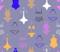 Seamless bikini pattern in sketch style in doodle style. vector