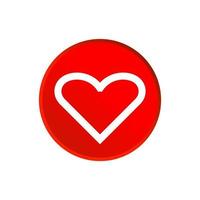 White line heart on red dot icon vector