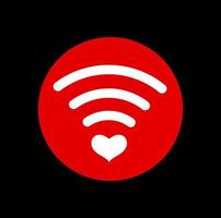 el rojo corazón enamorado Wifi vector símbolo.