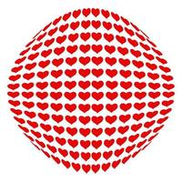 Abstract red hearts 3d shape background. vector