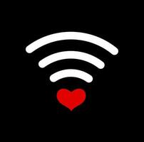 Valentine wifi vector symbol with red heart.  Red heart wifi.