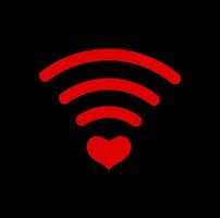 Red Valentine wifi vector symbol with red heart.  Red heart wifi.