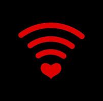 Red Valentine wifi vector symbol with red heart.  Red heart wifi.