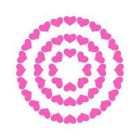 Pink hearts round abstract mandala design. vector