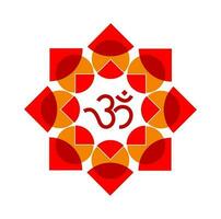 Hindu holy symbol OM with lotus icon. red lotus flower icon. vector