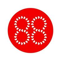 Numbers 88 is designed with red hearts icon. vector