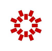Red blocks makes a circle icon. red bricks mandala. vector