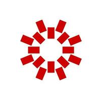 Red blocks makes a circle icon. red bricks mandala. vector