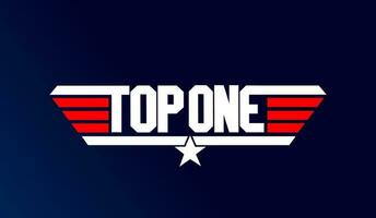 Top One typography icon with top gun theme. vector