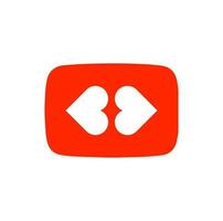 Forward and reverse video icon with red love icon. vector