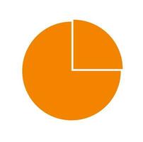 Orange round pie chart vector icon