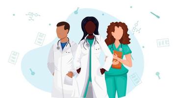 Web concept illustration national doctor day. Doctor man, woman doctor. Flat, cartoon style. Vector